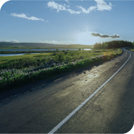 winding road with blue sky